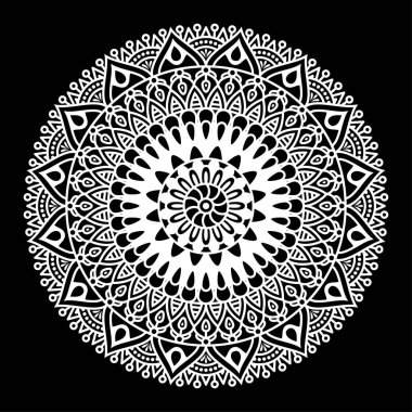 Yuvarlak mandala boyama siyah arka plan üzerine