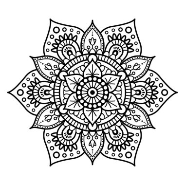 Yuvarlak mandala boyama beyaz arka plan üzerinde