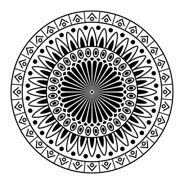 Mandala redondo para colorear sobre fondo blanco — Vector de stock