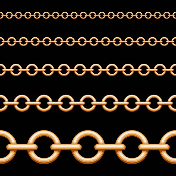 Seamless Zlatý řetěz na černém pozadí — Stockový vektor