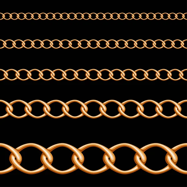 Seamless of gold chain on black background — Stock Vector