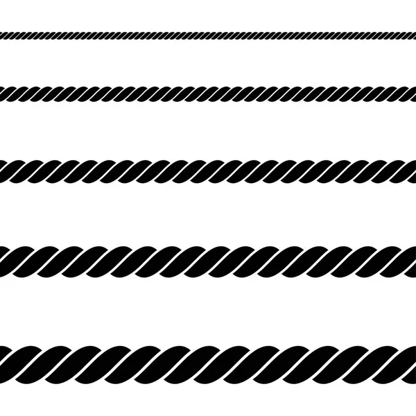Senza cuciture di corda nera su sfondo bianco — Vettoriale Stock