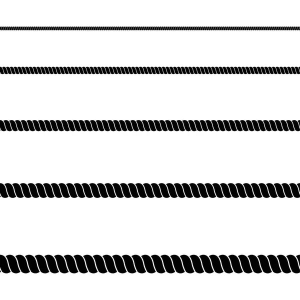 Sin costuras de cuerda negra sobre fondo blanco — Archivo Imágenes Vectoriales