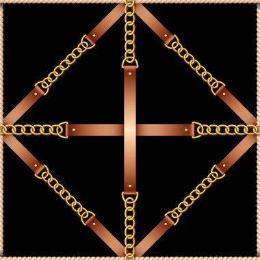 Kemer, zincirler ve siyah arka plan üzerine ip ile Seamless Modeli