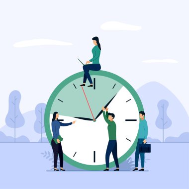 Zaman yönetimi, zamanlama kavramı veya Planlayıcı, iş kavramı vektör illüstrasyon