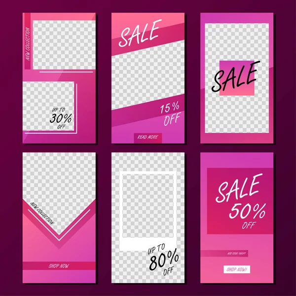 Conjunto de historias de Instagram venta banner fondo, paquete para la creación de su contenido único — Vector de stock