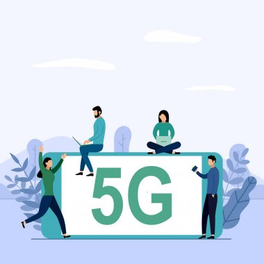 5g ağ kablosuz sistem wifi bağlantısı, yüksek hızlı mobil Internet. modern dijital cihazlar kullanarak, iş kavramı vektör illüstrasyon