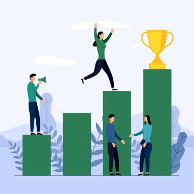 İş ekibi ve rekabet, başarı, başarılı, meydan okuma, iş kavramı vektör illüstrasyon