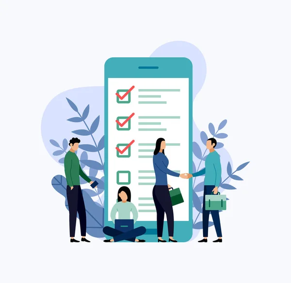 Informe de encuesta en línea, lista de verificación, cuestionario, ilustración del vector de concepto de negocio — Archivo Imágenes Vectoriales