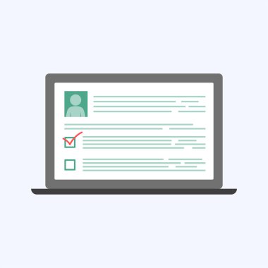 İşe alım ve online işe alım, kontrol listesi, anket, iş kavramı vektörü