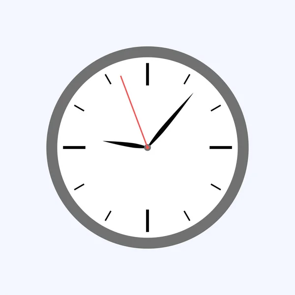 Relógio cinza estilo plano isolado no fundo azul — Vetor de Stock