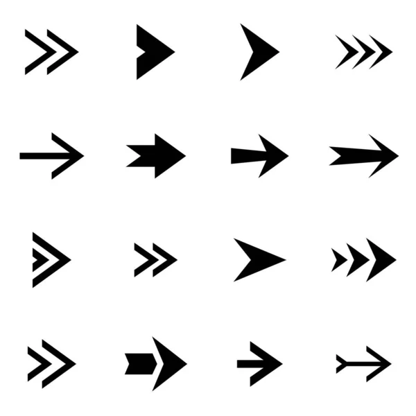 Set di frecce vettoriali nere su sfondo bianco — Vettoriale Stock