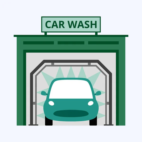 Myjnia samochodowa na niebieskim tle, biznes koncepcja ilustracja wektor — Wektor stockowy