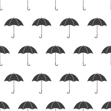 Beyaz arka plan üzerinde şemsiye ile dikişsiz desen, vektör illüstrasyon