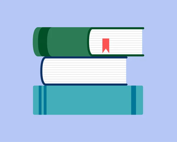 Boek plat ontwerp stijl op blauwe achtergrond, onderwijs vector illustratie — Stockvector