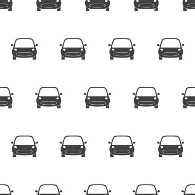 Beyaz arka plan üzerinde araba ile dikişsiz desen, vektör illüstrasyon