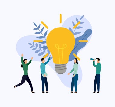 Yeni fikirler, toplantı ve beyin fırtınası arayın. iş kavramı vektör illüstrasyon