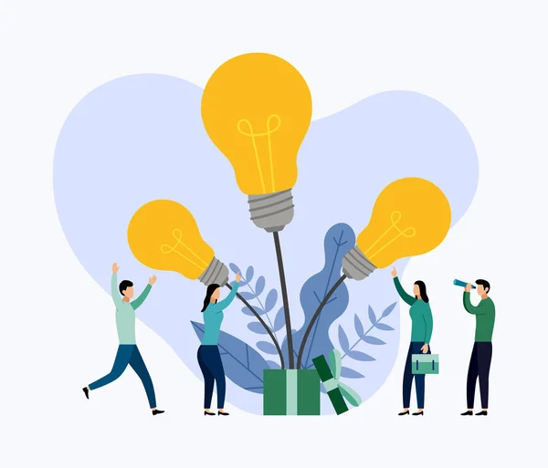 Ψάξτε για νέες ιδέες, συνάντηση και ανταλλαγή ιδεών. εικόνα φορέα επιχειρηματική έννοια — Διανυσματικό Αρχείο