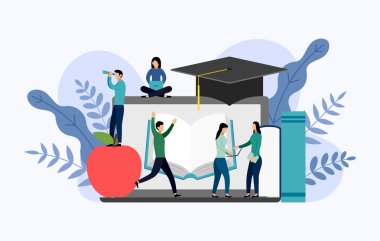 Gri dizüstü bilgisayar ile Mezuniyet kapağı, eğitim vektör illüstrasyon