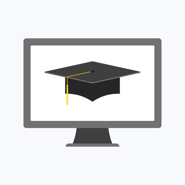 Beyaz arka planda gri bilgisayarlı mezuniyet kapağı — Stok Vektör