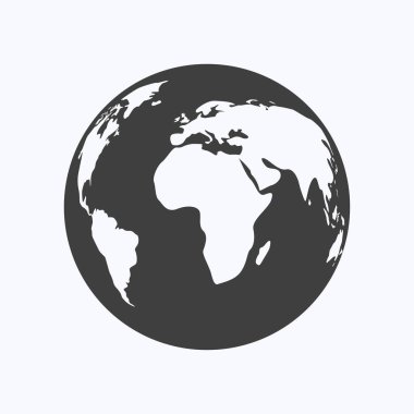 Beyaz arka plan üzerine küre düz tasarım stili, vektör illüstrasyon