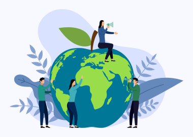 Apple Dünya Haritası, çevre dostu kavramı, vektör illüstrasyon