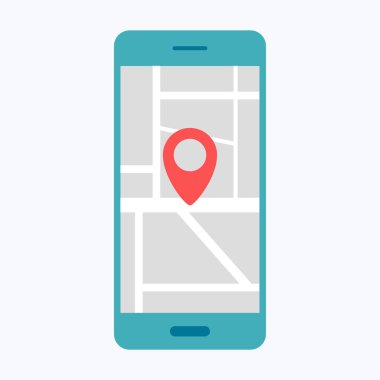 Konum haritası, mobil şehir ulaşımı, iş konsepti vektör çizimi