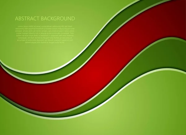 Волнистые геометрические фон с красным и зеленым цветом, векторные illu — стоковый вектор