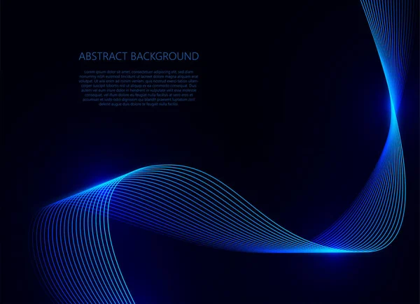 Синие волны света на темно-синем фоне, векторная иллюстрация — стоковый вектор