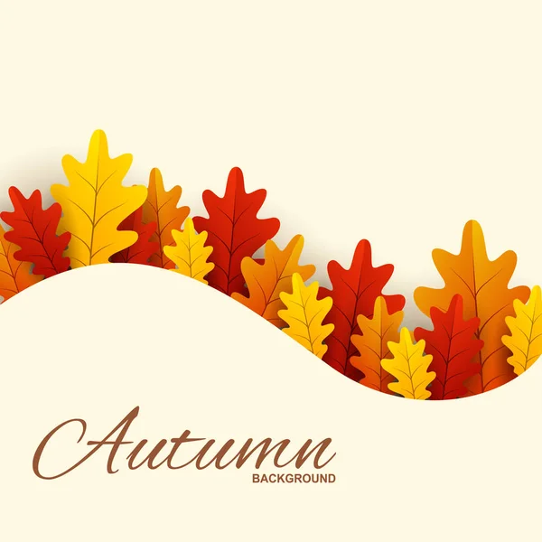 Marco con hojas de otoño rojas, naranjas y amarillas, ilustración vectorial — Vector de stock