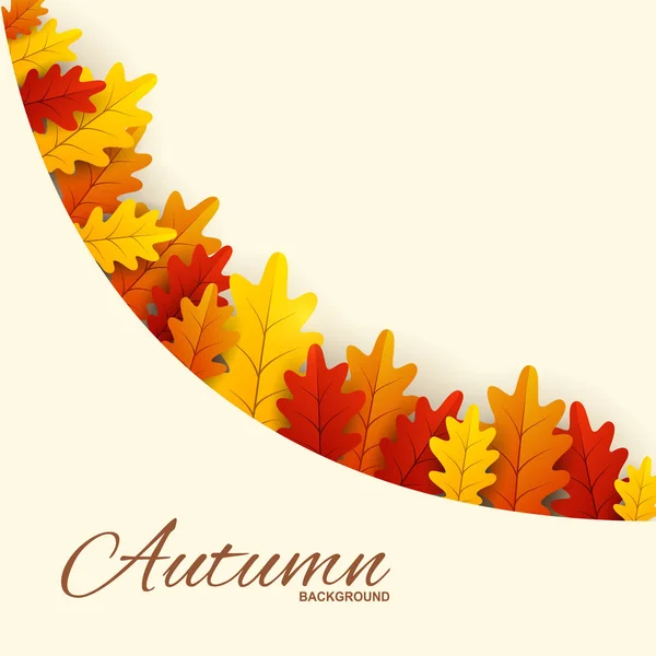 Πλαίσιο με κόκκινα, πορτοκαλί και κίτρινα φθινοπωρινά φύλλα, διανυσματική απεικόνιση — Διανυσματικό Αρχείο