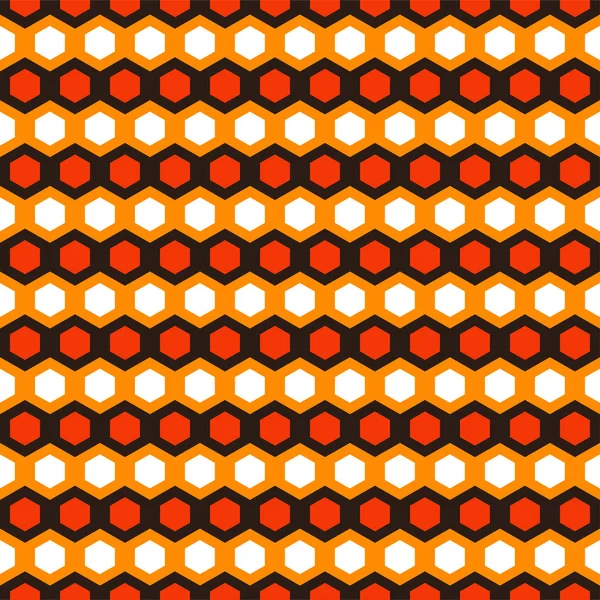 Abstrakt Hexagon mönster med orange, gul, vit och brun färg, vektor illustration — Stock vektor