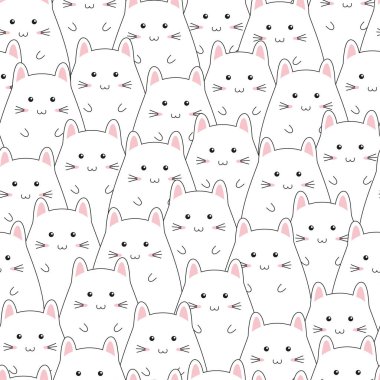 Kusursuz desenli şirin kedi yavrusu aile çizgi filmi, vektör illüstrasyonu