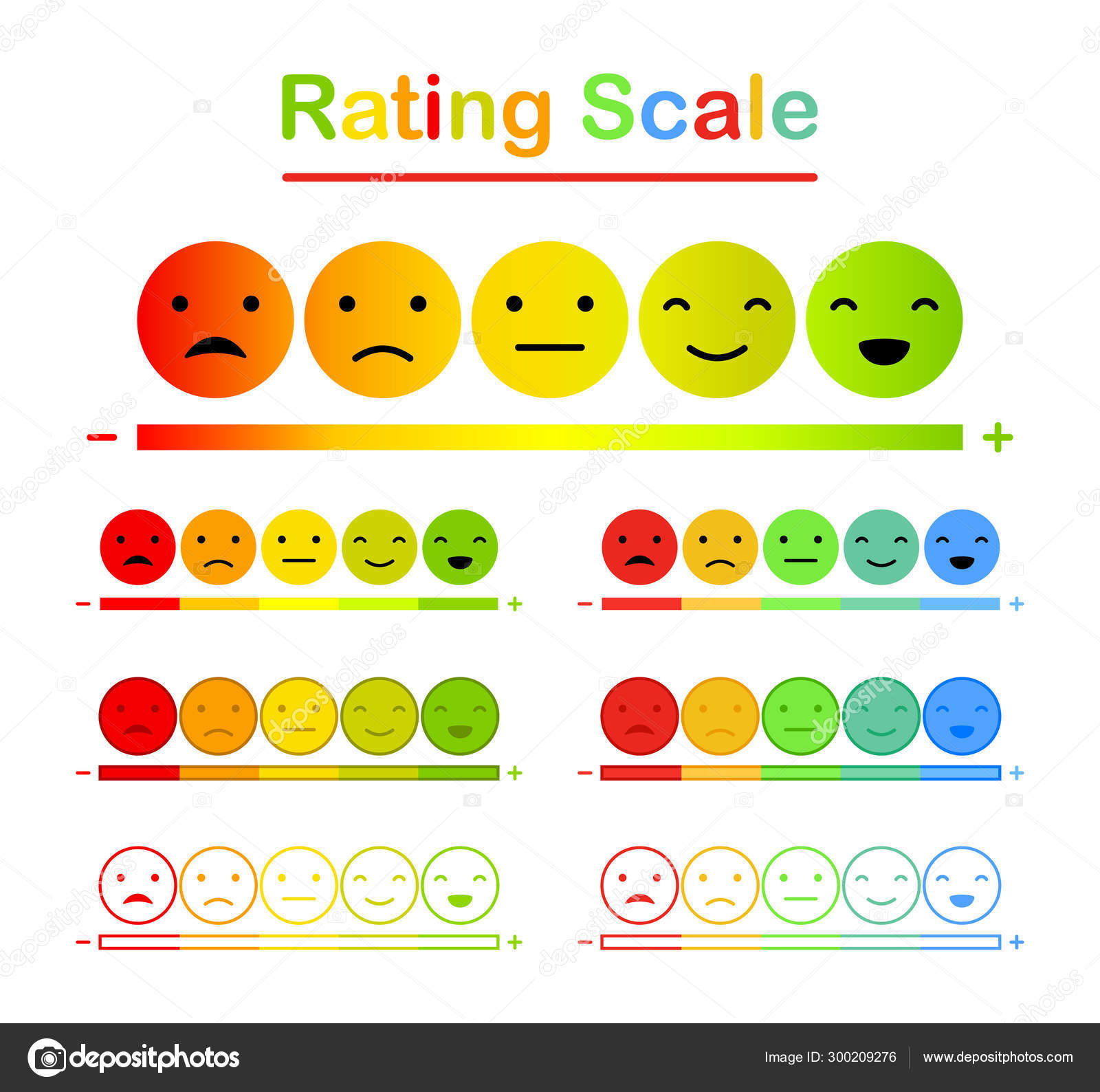 Emoticons mood scale on white background, vector illustration Stock ...
