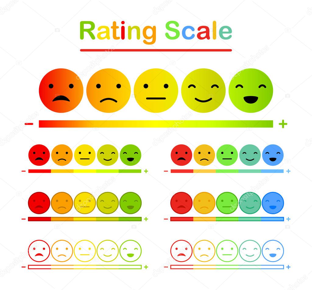 Emoticons mood scale on white background, vector illustration
