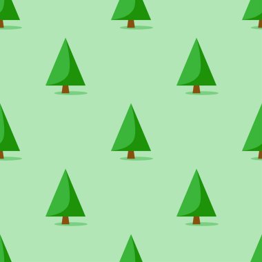 Yeşil arka planda Noel ağacı olan kusursuz desen, vektör