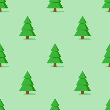 Yeşil arka planda Noel ağacı olan kusursuz desen, vektör