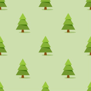 Yeşil arka planda Noel ağacı olan kusursuz desen, vektör