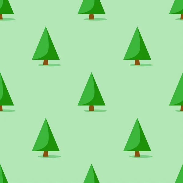 Seamless pattern with Christmas tree on green background, vector — Stock Vector