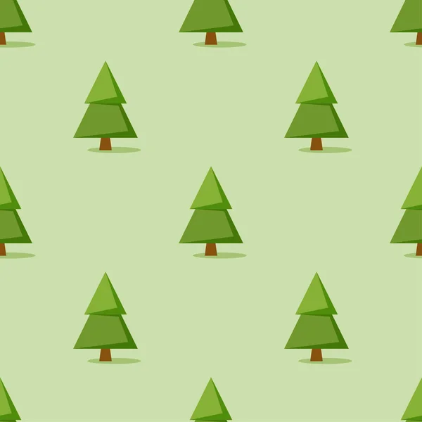 녹색 배경에 크리스마스 트리가 있는 바 다 없는 패턴, 벡터 — 스톡 벡터