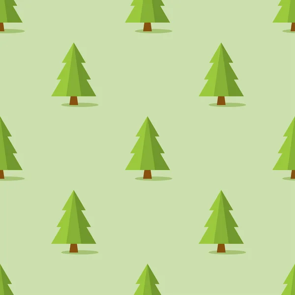 Padrão sem costura com árvore de Natal em fundo verde, vetor —  Vetores de Stock