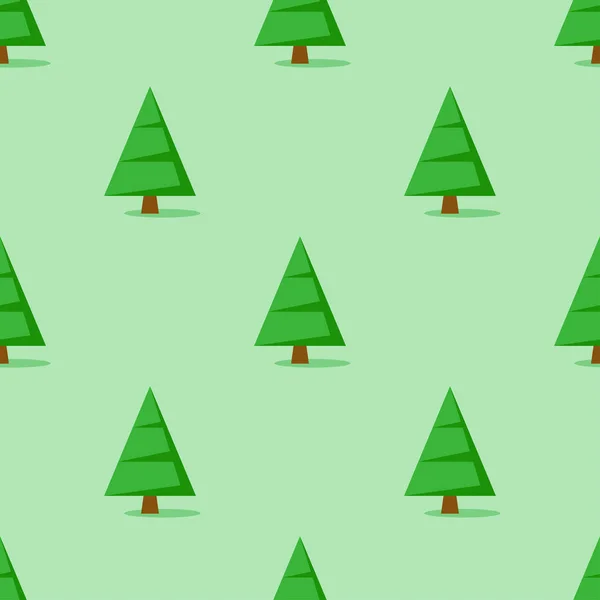 Seamless pattern with Christmas tree on green background, vector — Stock Vector