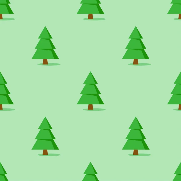 Bezešvé vzor s vánoční strom na zeleném pozadí, vektor — Stockový vektor