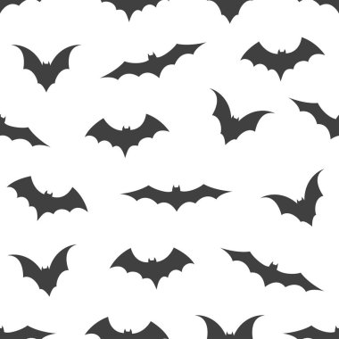 Beyaz arka plan üzerinde yarasalar ile dikişsiz desen, vektör illüstrasyon