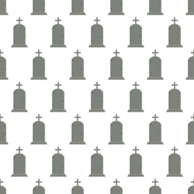 Beyaz zemin üzerinde mezar taşı olan kusursuz desen, vektör illüstrasyonu