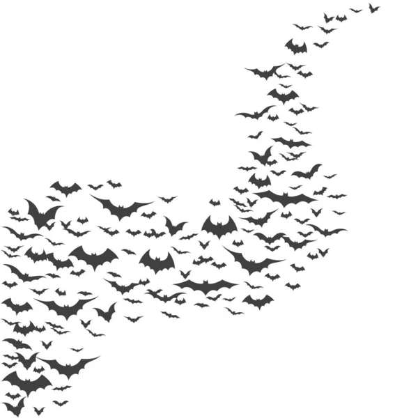 Beyaz arka plan üzerinde Cadılar Bayramı uçan yarasalar, vektör illüstrasyon — Stok Vektör