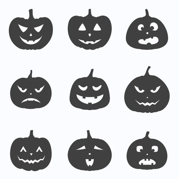 Set von Halloween-Kürbis auf weißem Hintergrund, Vektorillustration — Stockvektor