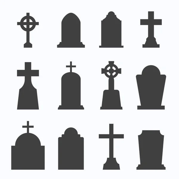 Ensemble de forme de pierre tombale sur fond blanc, illustration vectorielle — Image vectorielle