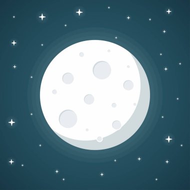 Moon flat design style on blue background, vector illustration clipart