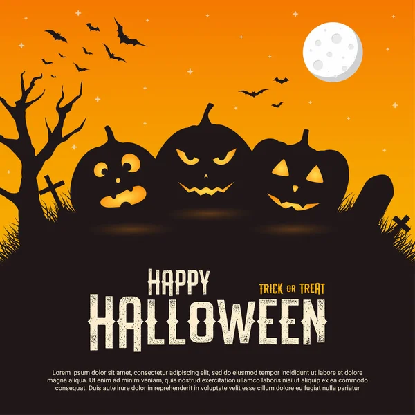 Happy Halloween koncepcja na pomarańczowym tle, wektor ilustracji — Wektor stockowy